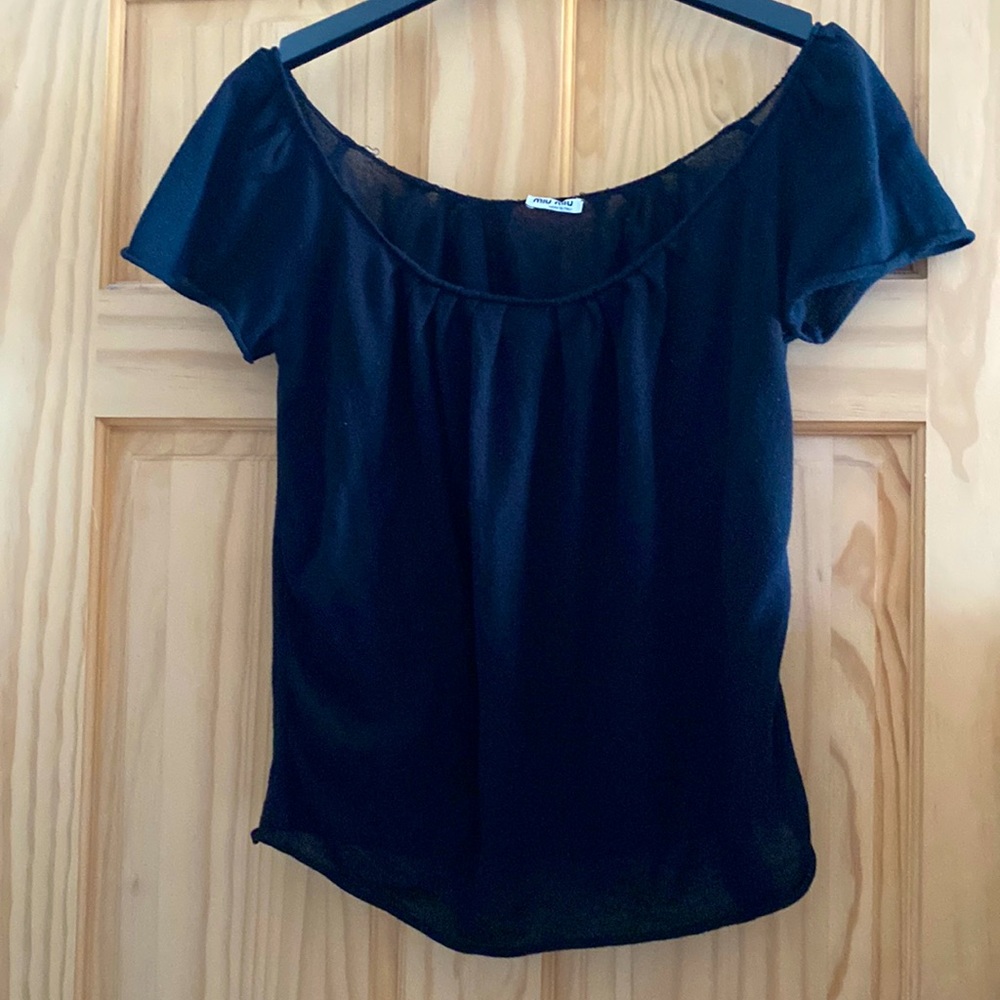 Authentic black Miu Miu short-sleeve shirt 100% coton size 44